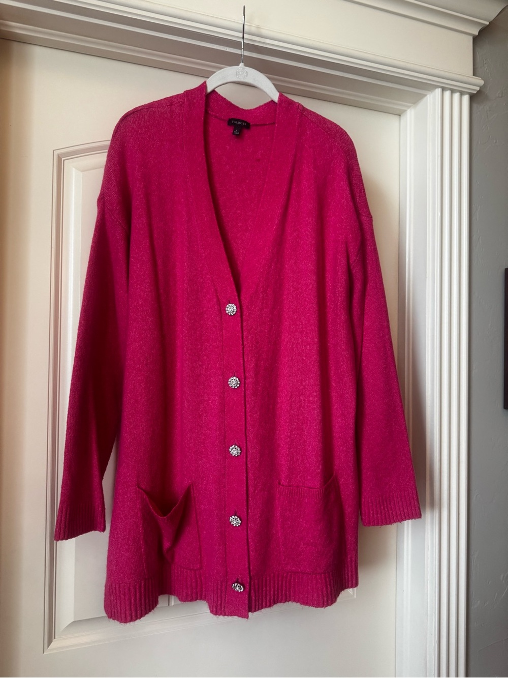 Talbots Hot Pink Button-Front Knit Cardigan